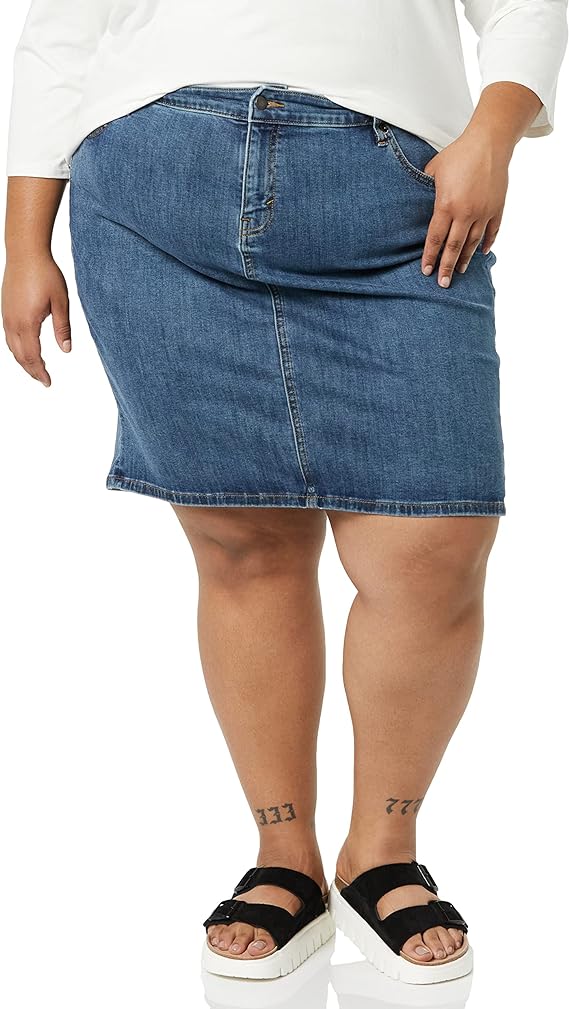 Pencil Denim Skirt in Plus Sizes Up to 40 Plus in 4 Colors and Washes