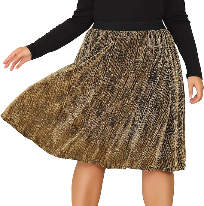 Metallic Plus Size Glitter Skirt in 2 Colors Plus Size up to 4X!