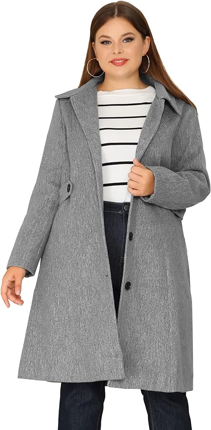 Plus Size Single Breasted Belted Coat Up to Size 4X