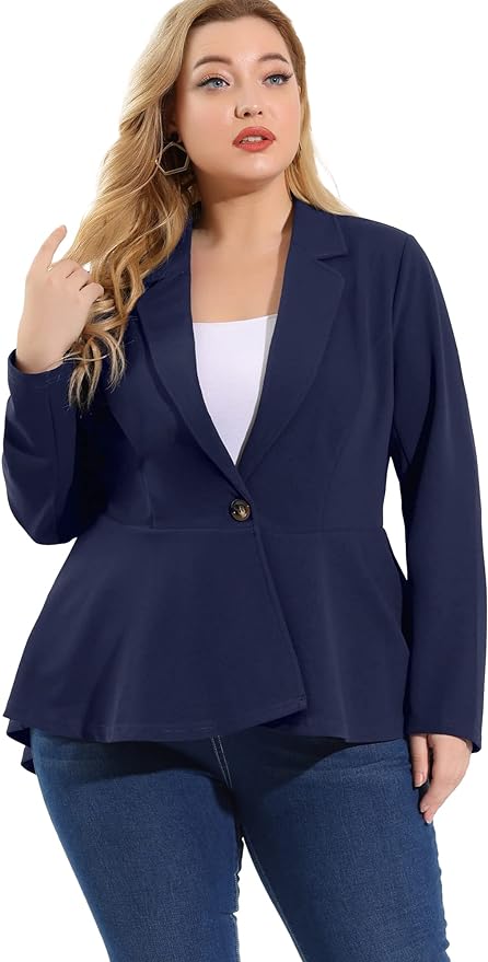 Peplum Unlined Blazer in 12 Colors and up to Size 6X!