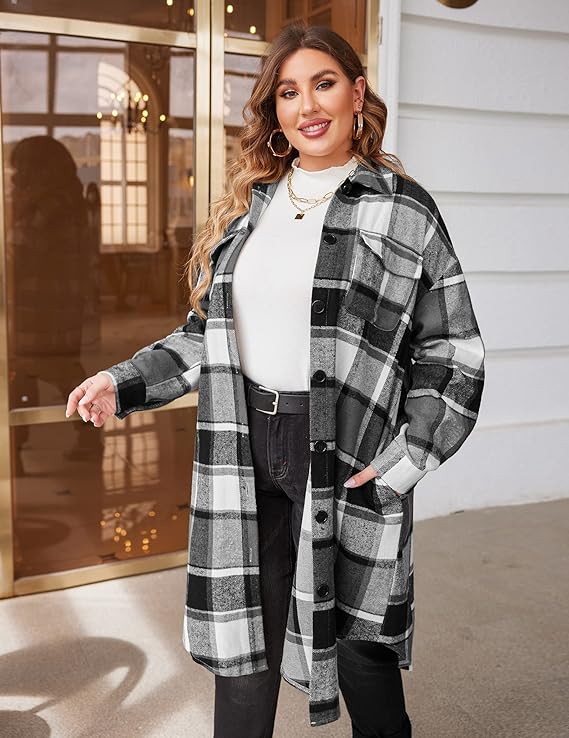 BoHo/Country Style Plus Size Plaid Duster - in 21 Colors Up to Sizes 14-28!