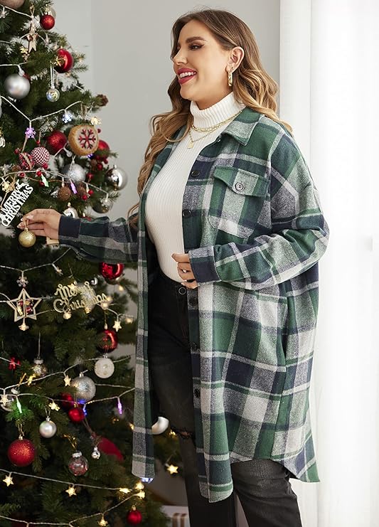 BoHo/Country Style Plus Size Plaid Duster - in 21 Colors Up to Size 28!