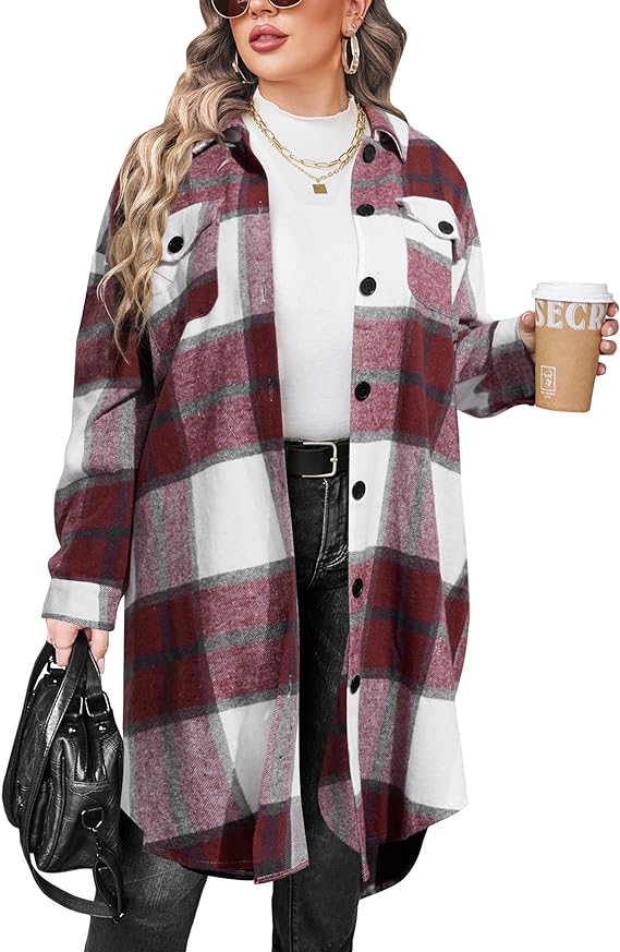 BoHo/Country Style Plus Size Plaid Duster - in 21 Colors Up to Size 28!