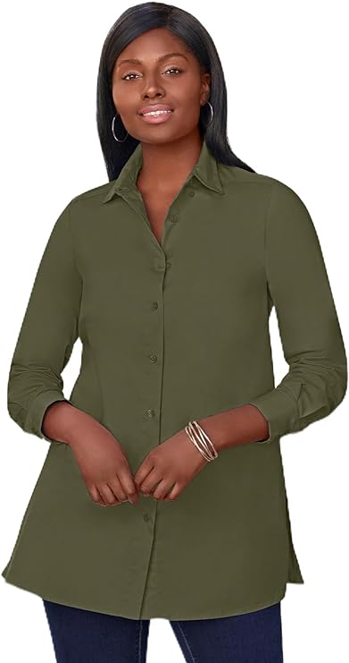 Plus Size Classic Poplin Shirt by Jessica London - Up to Size 36W!