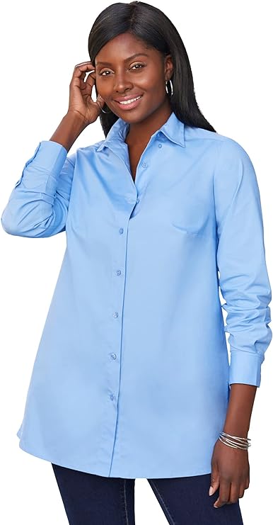 Plus Size Classic Poplin Shirt by Jessica London - Up to Size 36W!