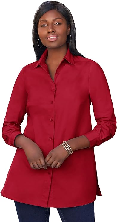 Plus Size Classic Poplin Shirt by Jessica London - Up to Size 36W!