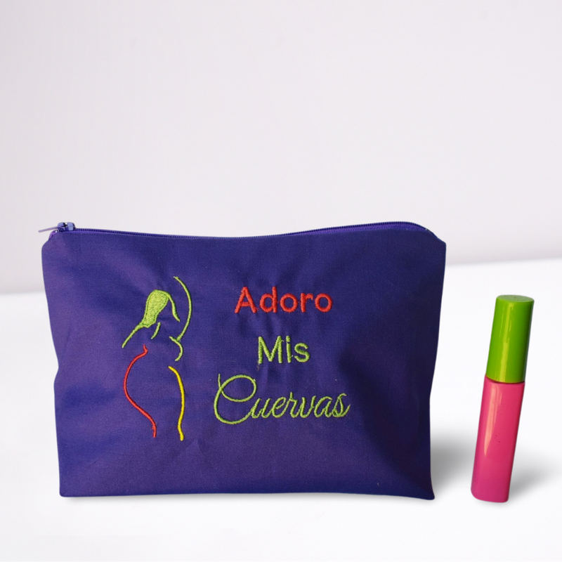 Adoro Mis Cuervas! Embroidered Make-up/Accessories Bag. Comes in a variety colors!