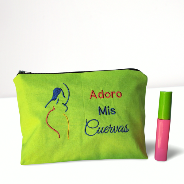 Adoro Mis Cuervas! Embroidered Make-up/Accessories Bag. Comes in a variety colors!