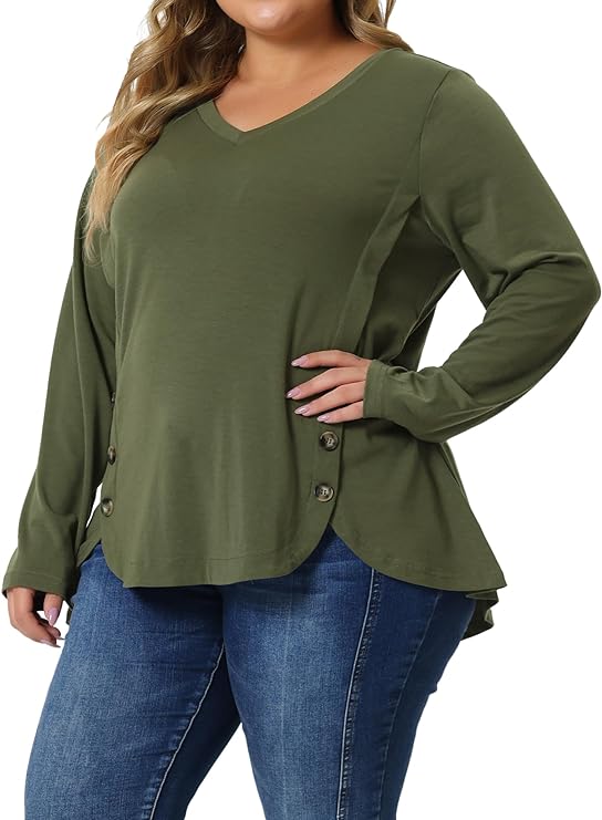 Plus Size Lightweight V Neck Shirt - Up to Size 4X in 3 Colors!