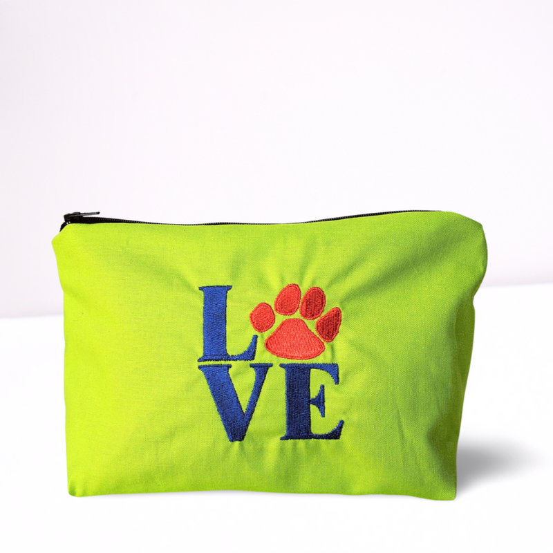 I LOVE my Dog/Cat Paw Embroidered Make-up/Accessories Bag. Comes in a variety of colors!