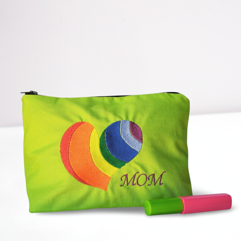 LGBTQ+ Pride Mom Embroidered Make-up/Accessories Bag. Comes in a variety of colors!