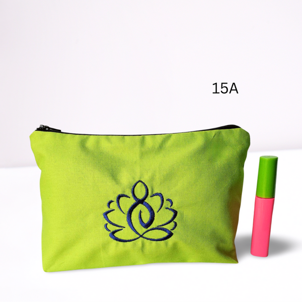Yoga Lotus Embroidered Make-up/Accessories Bag. Comes in a variety of colors!