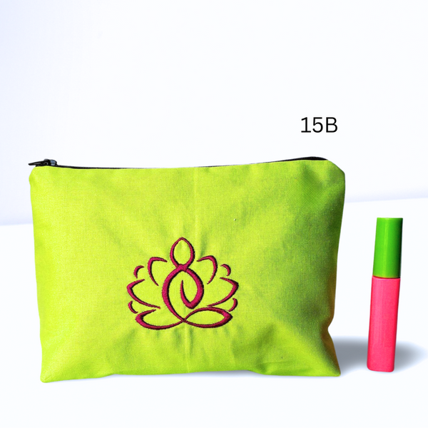 Yoga Lotus Embroidered Make-up/Accessories Bag. Comes in a variety of colors!