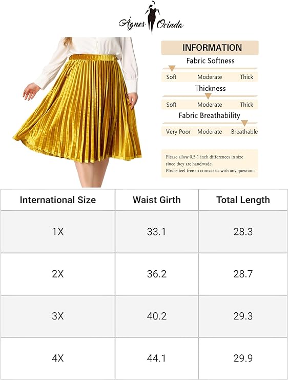 Plus Size Pleated Velveteen Skirt in 4 Colors Up to Size 4X!