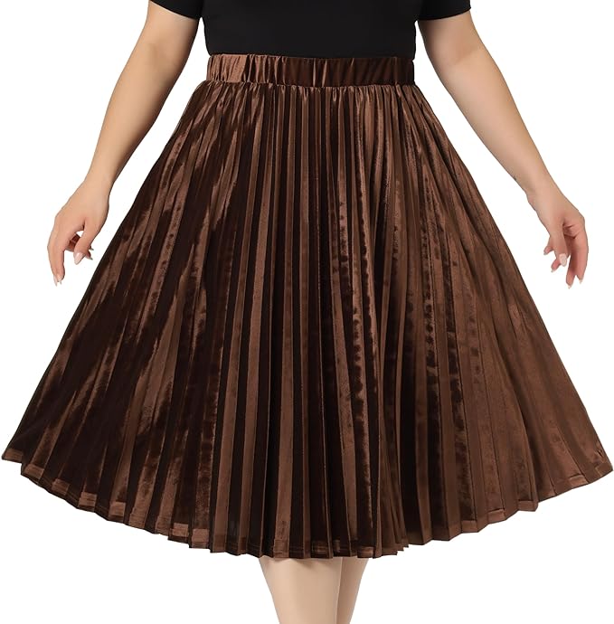 Plus Size Pleated Velveteen Skirt in 4 Colors Up to Size 4X!