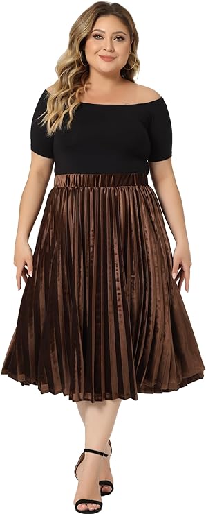 Plus Size Pleated Velveteen Skirt in 4 Colors Up to Size 4X!