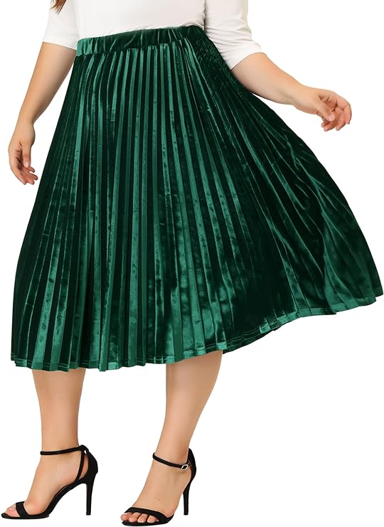 Plus Size Pleated Velveteen Skirt in 4 Colors Up to Size 4X!