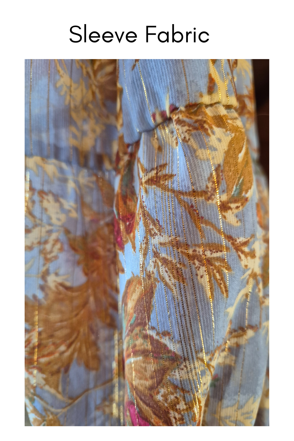 Antique Gold Top with Lame Print Sleeves Size L - XL