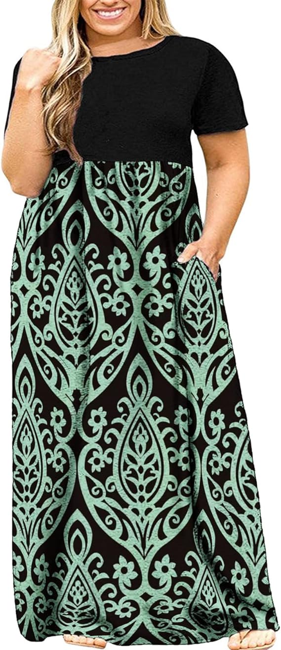 Two Tone Plus Size Long Beach Party Dress, Up to 5X