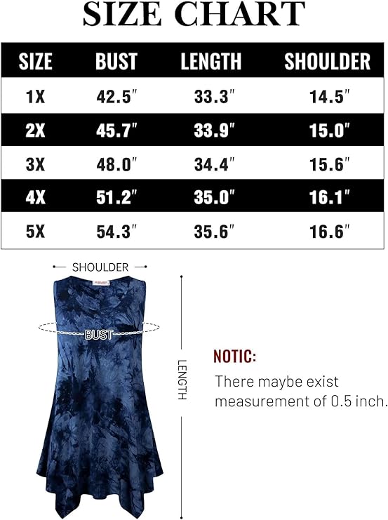 Plus Size Sleeveless Tunic in 22 Colors and Patterns Up to Size 5X!