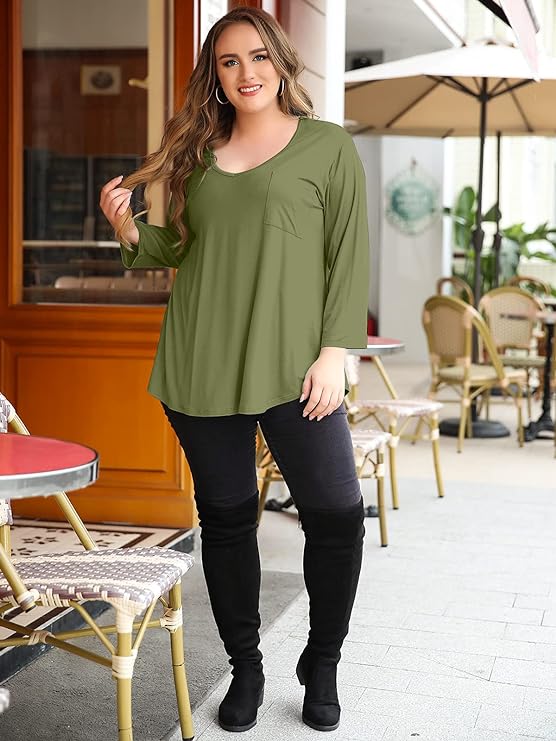 Tunic/Dress Plus Size Top with Low Scoop Neckline - Up to Size 5X in 40+ Colors!