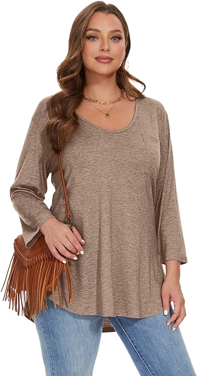 Tunic/Dress Plus Size Top with Low Scoop Neckline - Up to Size 5X in 40+ Colors!