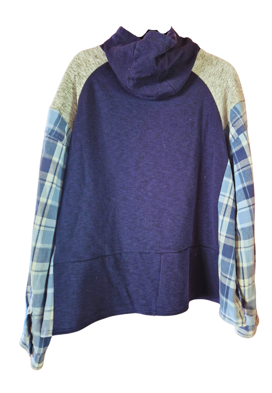 Denver Broncos Plaid Hoodie Shirt | Upcyceld Size XL–2XL Cotton Game Day Top