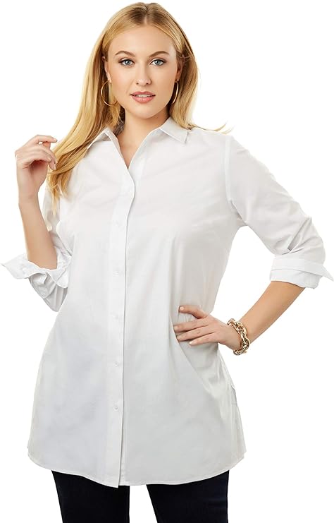 Plus Size Classic Poplin Shirt by Jessica London - Up to Size 36W!