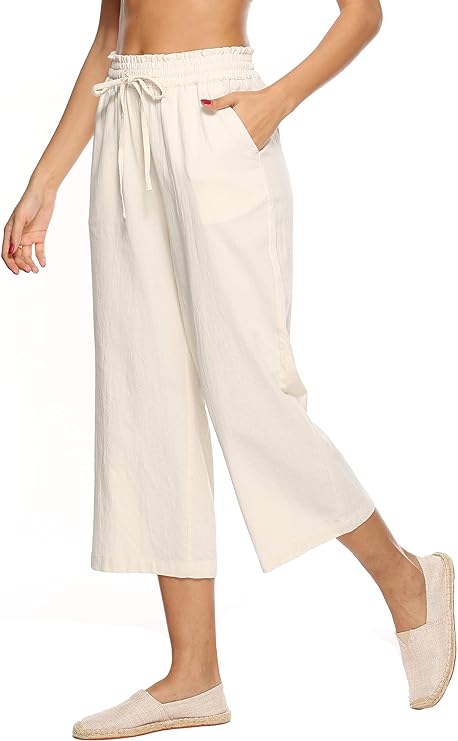 Linen Blend Cropped Pants Plus Size Up to 5X in 22 Colors!