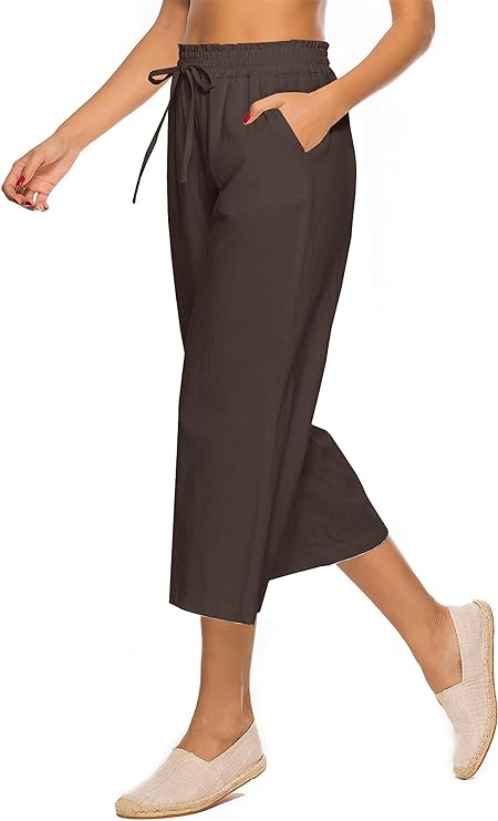 Linen Blend Cropped Pants Plus Size Up to 5X in 22 Colors!