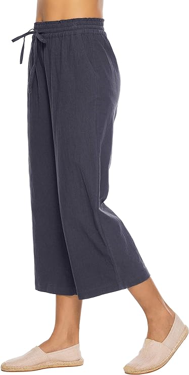 Linen Blend Cropped Pants Plus Size Up to 5X in 22 Colors!