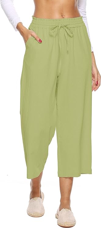 Linen Blend Cropped Pants Plus Size Up to 5X in 22 Colors!