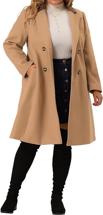 Plus Size Coat – Double-Breasted in 7 Colors, Up to Size 4X!