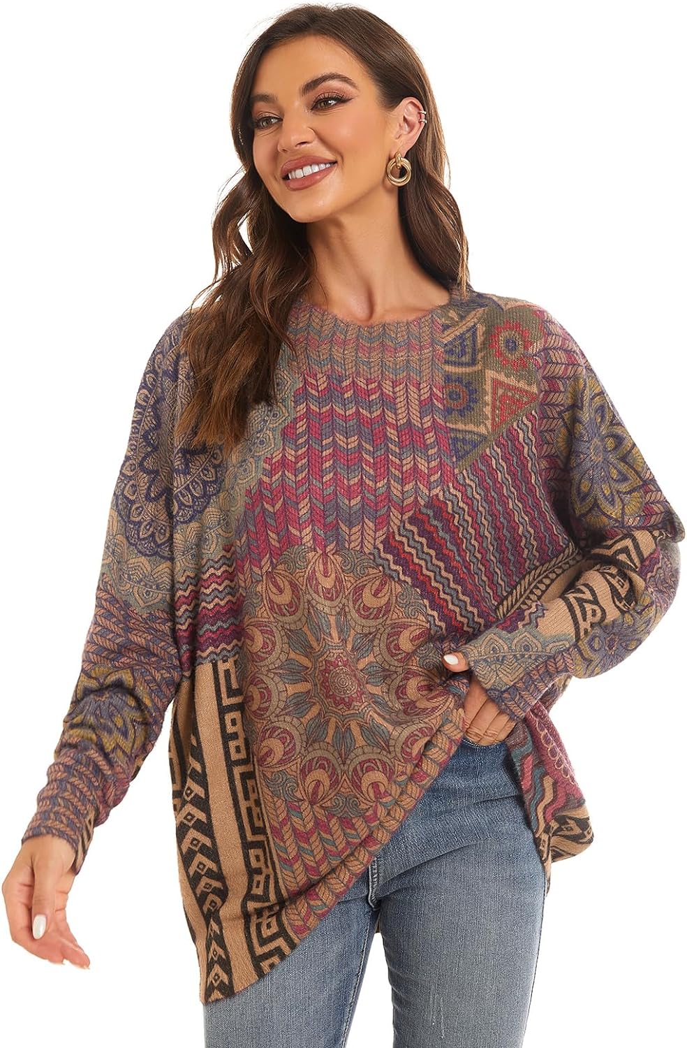Printed Plus Size Sweater in 11 Spectacular Prints - Up to Size 3X!