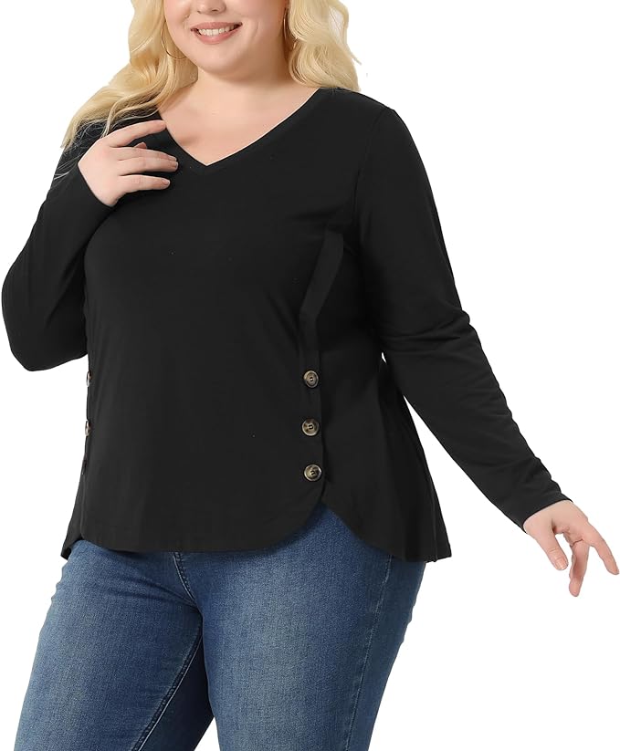 Plus Size Lightweight V Neck Shirt - Up to Size 4X in 3 Colors!