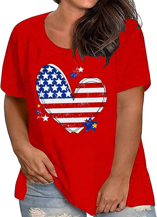 Patriotic Plus Size Graphic Tees Up to Size 5X!