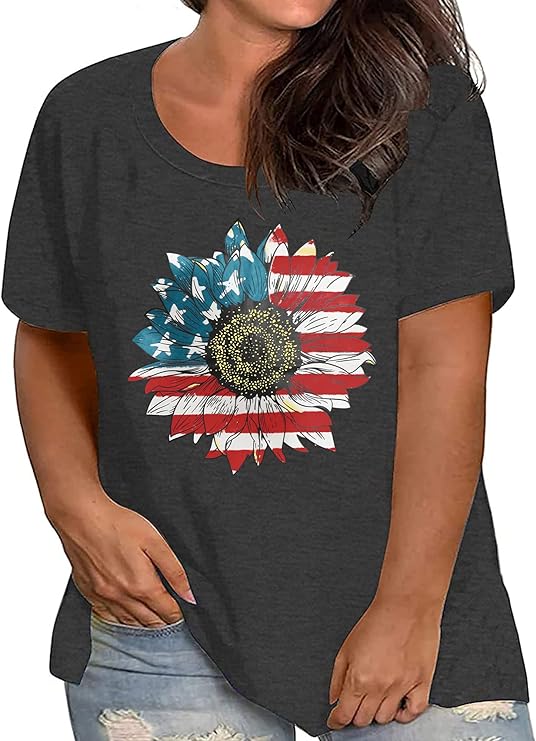 Patriotic Plus Size Graphic Tees Up to Size 5X!