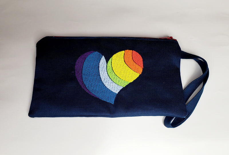 LQBTQ+ Emboidered Accessory Bag with Strap - Pride Heart
