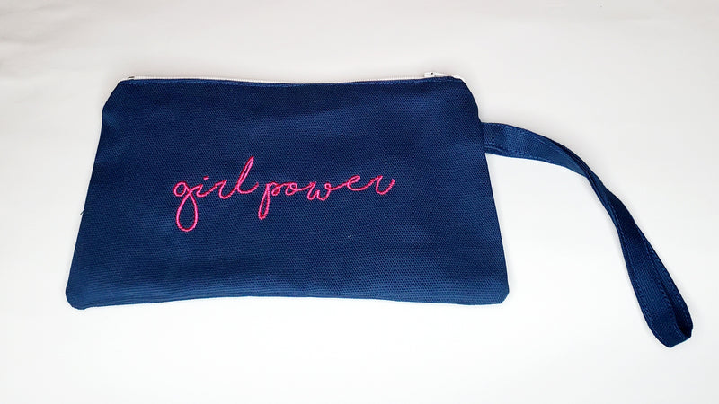 Embroidered Accessory Bag with Strap - Girl Power