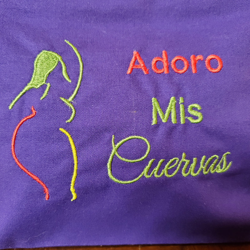 Adoro Mis Cuervas! Embroidered Make-up/Accessories Bag. Comes in a variety colors!