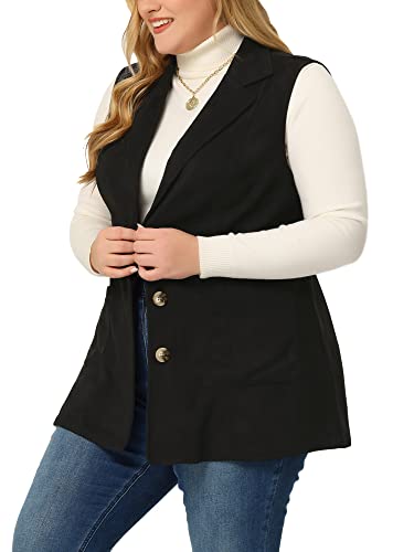 Women's Plus Size Vest withSuede Lapel - Up to Size 3X