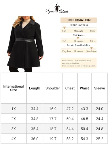 Plus Size Jacket/Coat with Faux Leather Accents in Sizes Up to 4X!