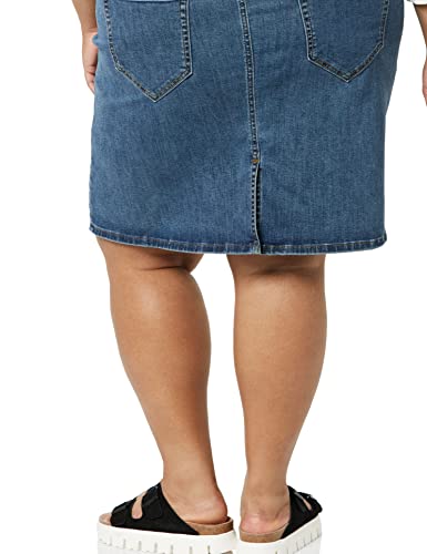 Plus Size Classic 5-Pocket Denim Skirt, Medium Wash,  in 3 colors