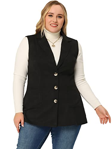 Women's Plus Size Vest withSuede Lapel - Up to Size 3X