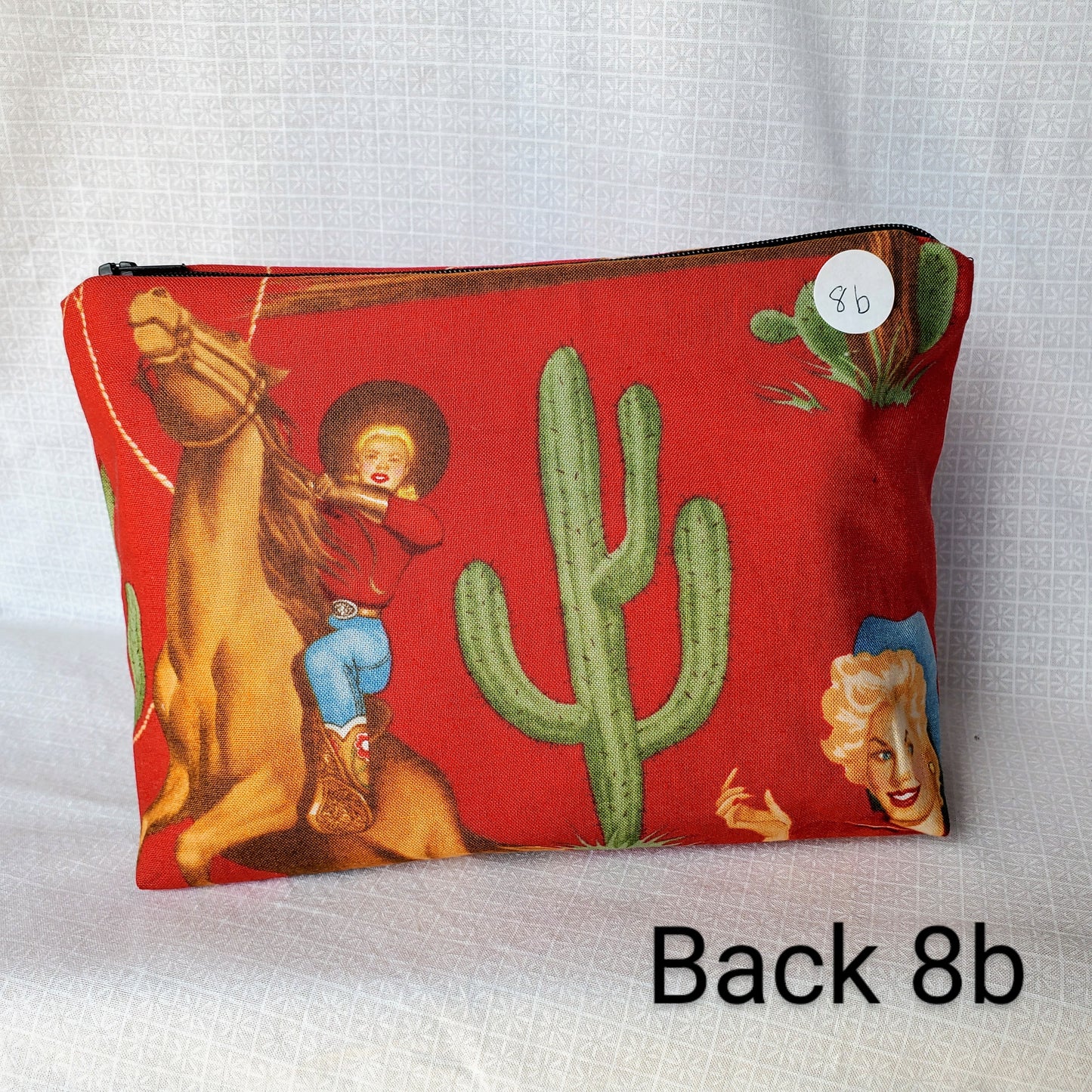 Cowgirl Pinup Embroidered Make-up/Accessories Bag Prints Vary - Choose Your Favorite!