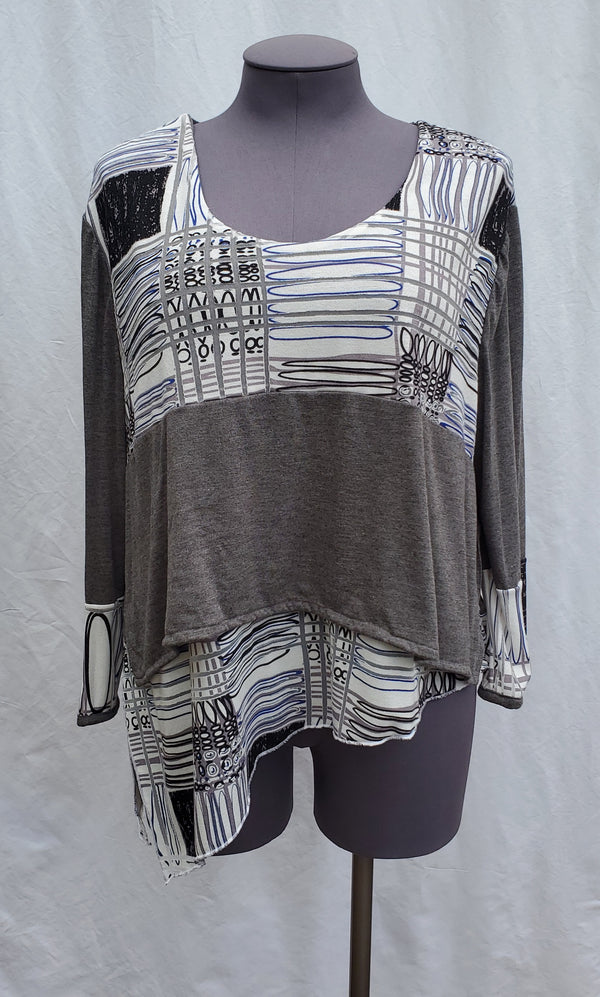 Grey multi-color double layer top